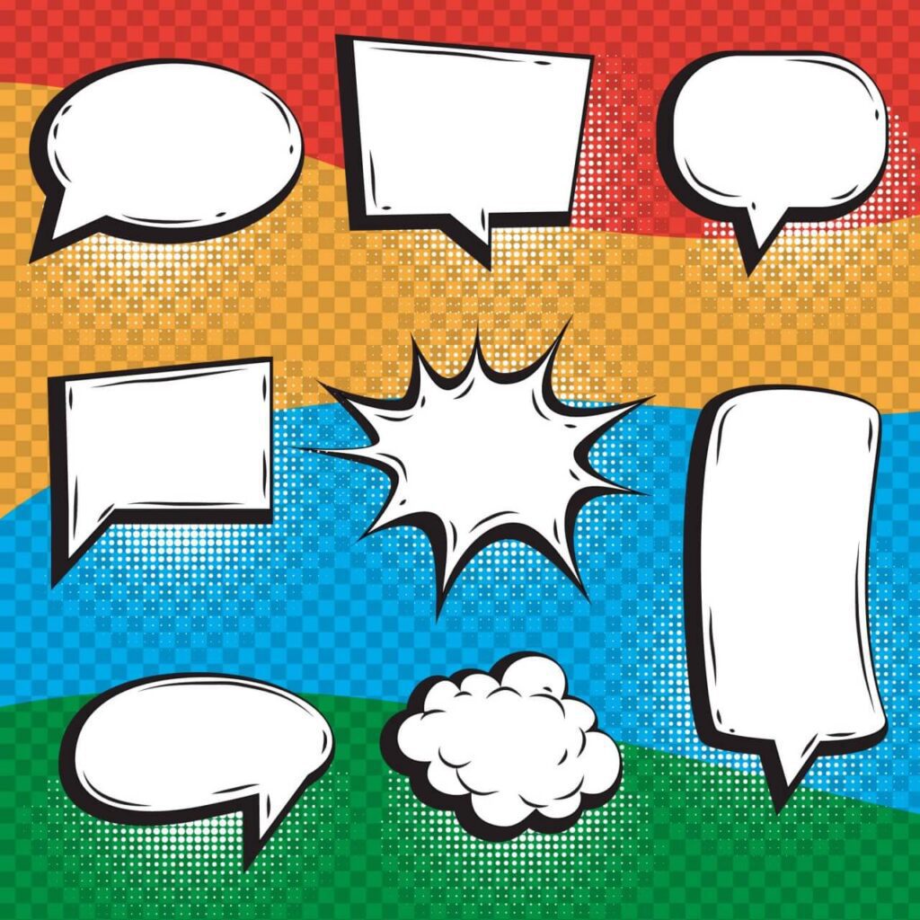 Bright Comic Book Elements With Speech Bubbles