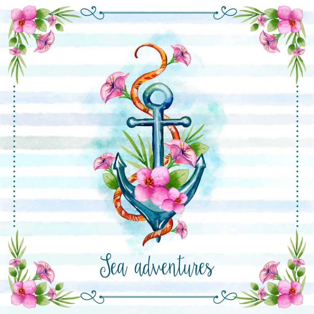 Nautical theme floral card