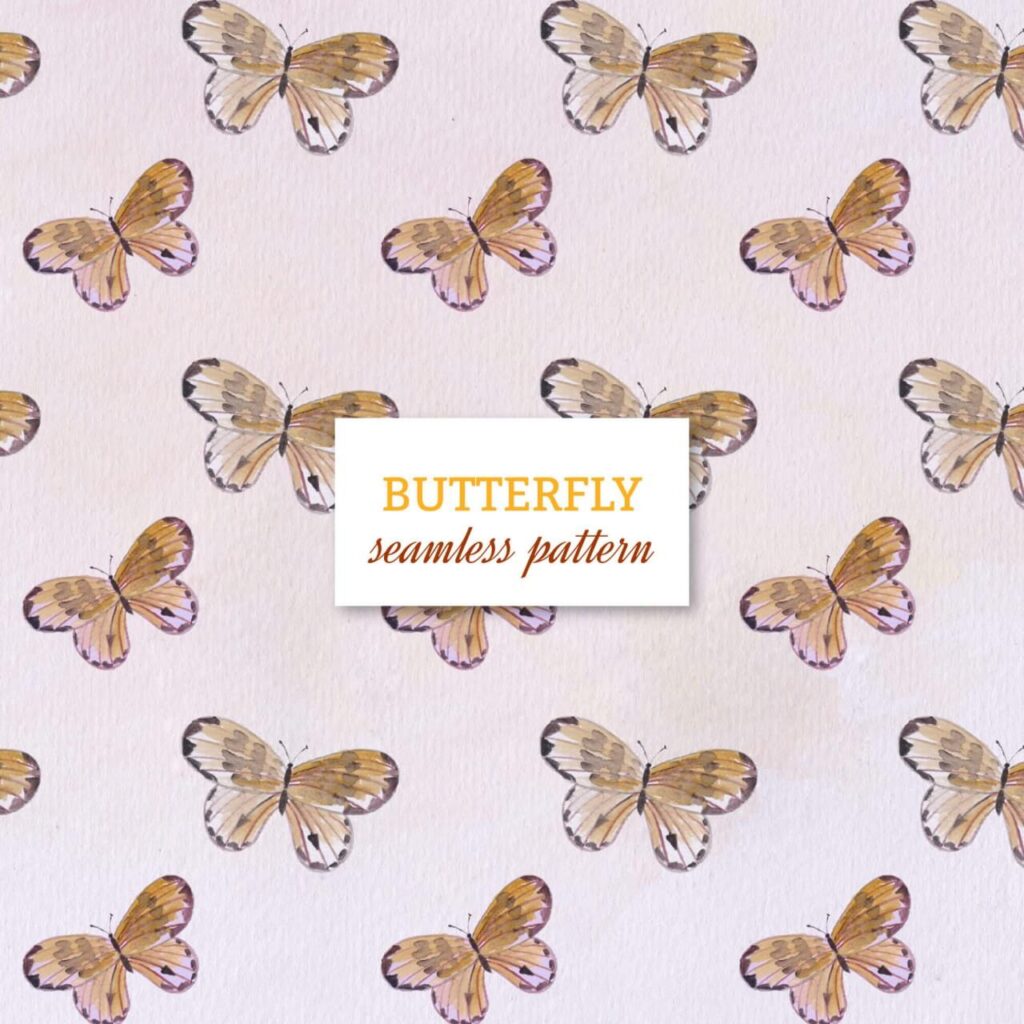 Watercolor seamless pattern with butterflies