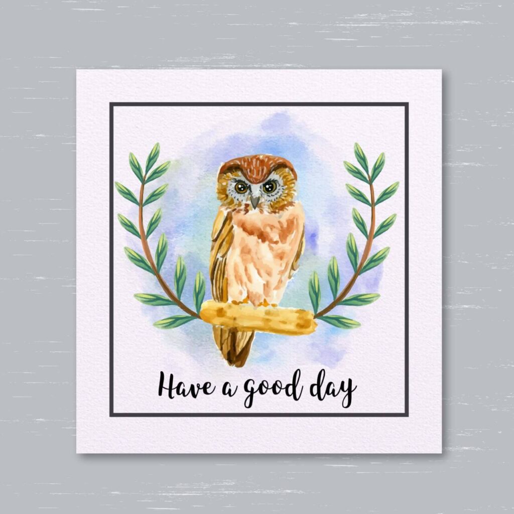 Watercolor owl card