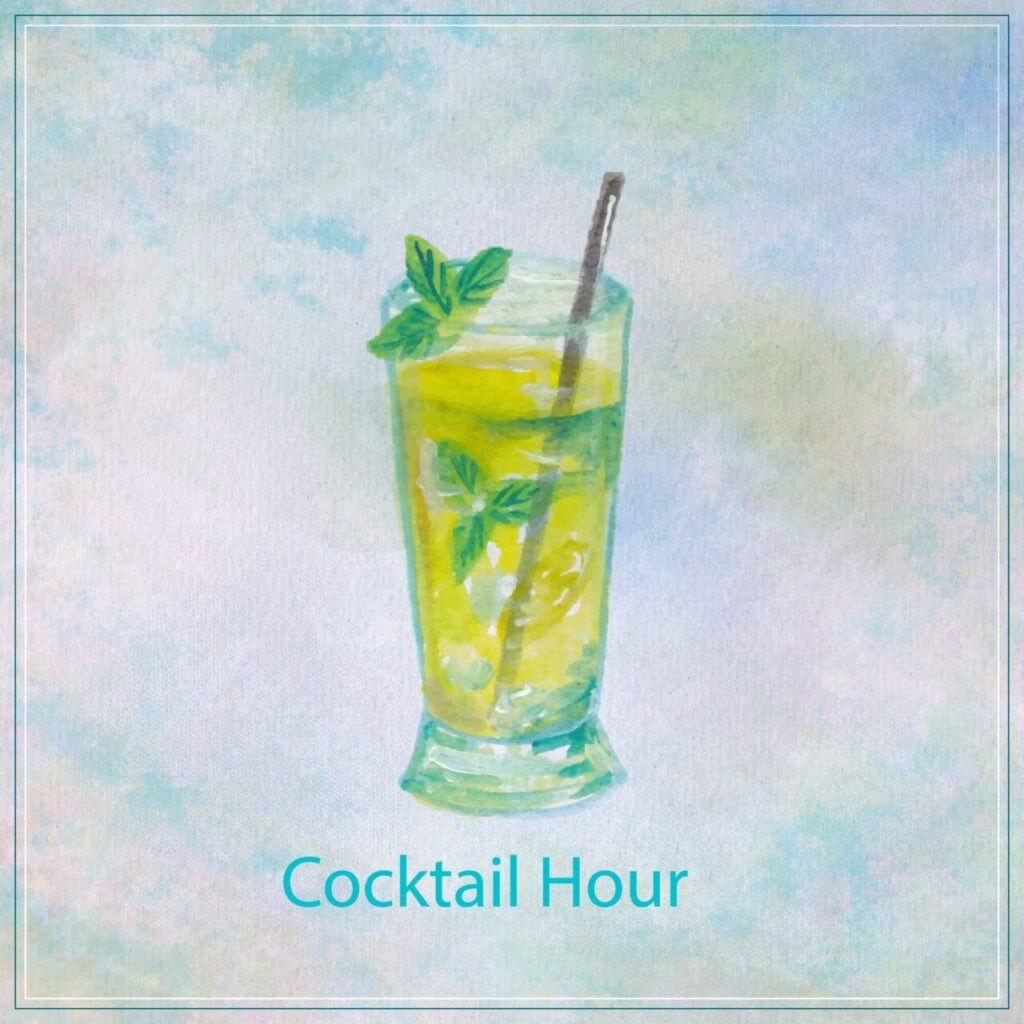 Watercolor illustration of summer cocktail mojito