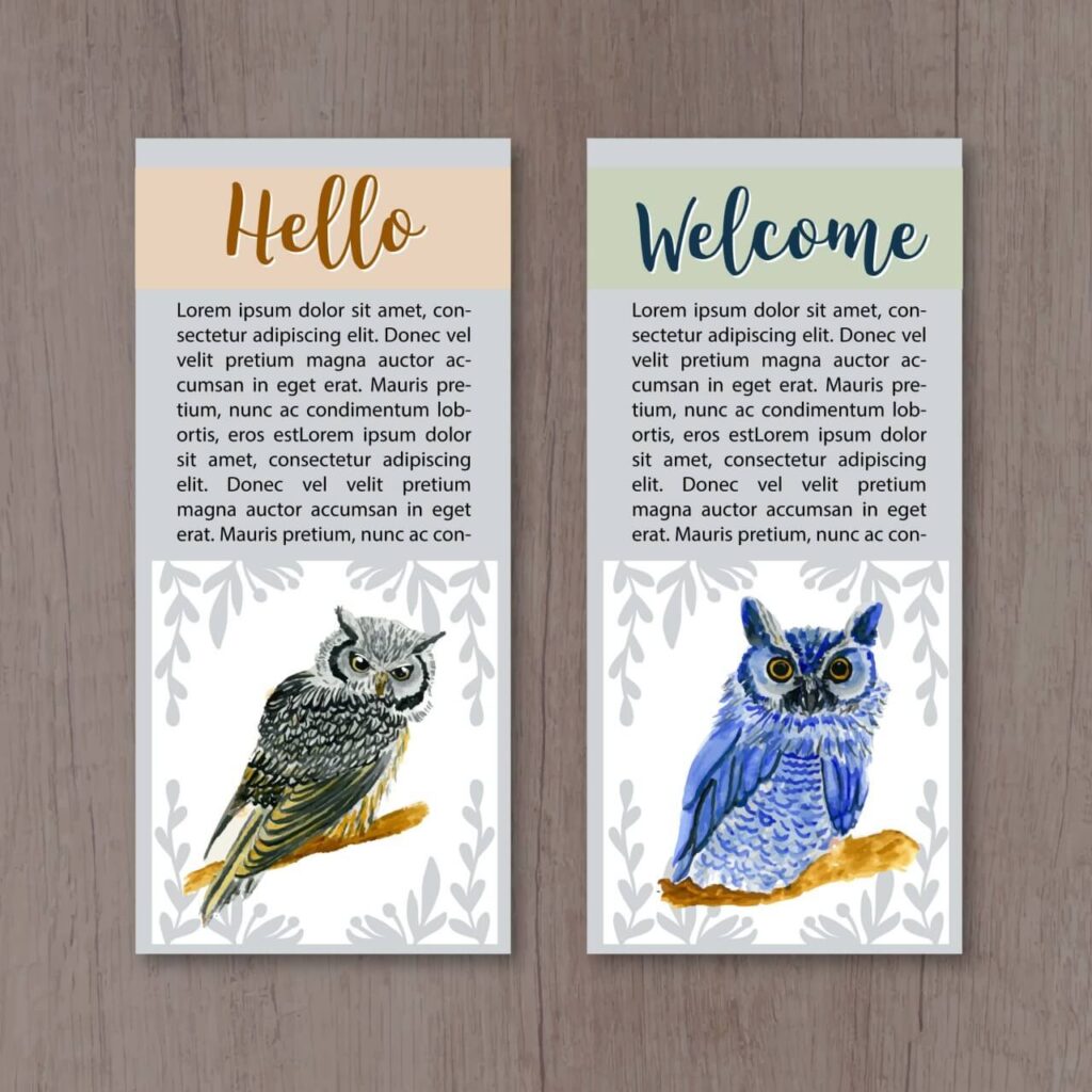 Watercolor owl cards