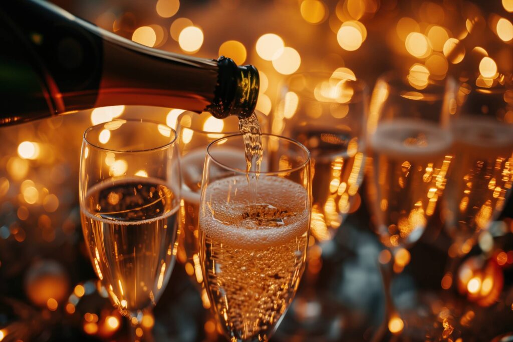 NYE Party Celebrations Pouring Champagne Stock Free