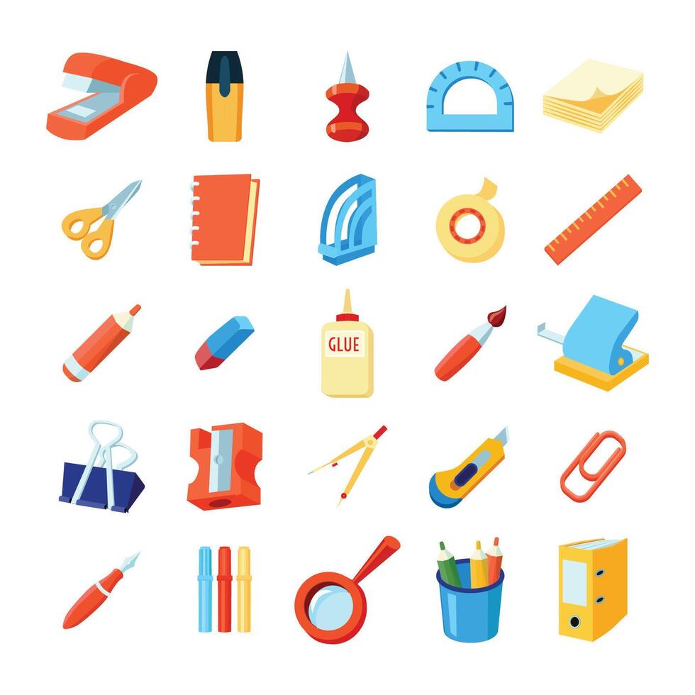 office supplies icons set Stock Free