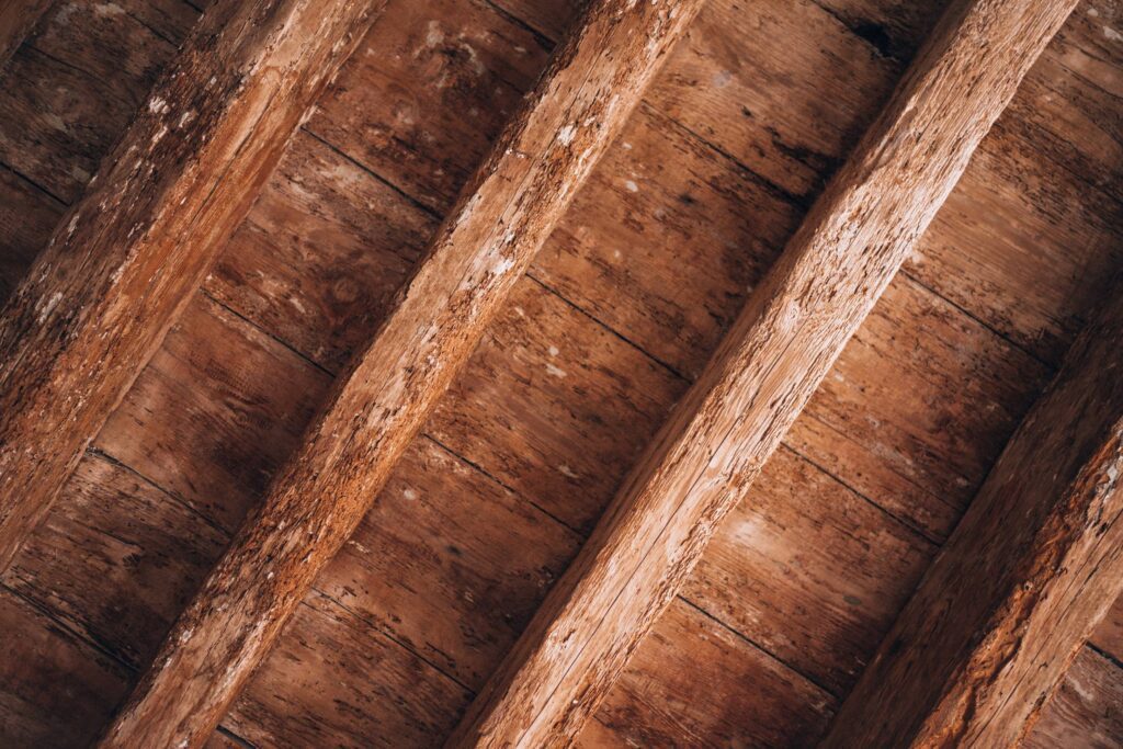 Old Historic Wooden Ceiling with Beams Free Photo