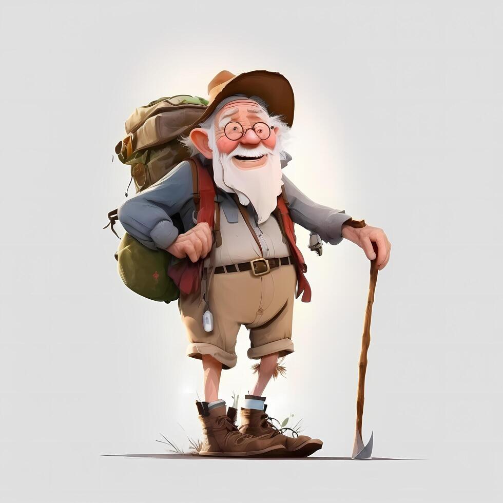 old man character full body pose Stock Free