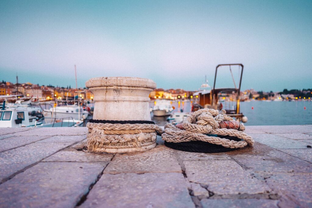 Old Marina Bollard with Ropes in Rovinj Free Photo