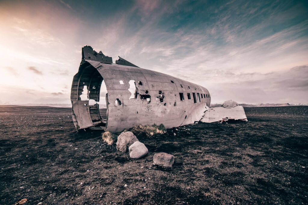 Old Ruined Plane on The Coast of Iceland Free Photo