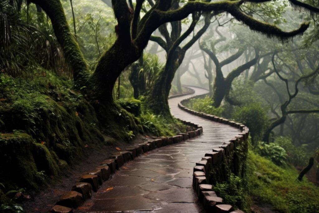 Old Stone Path in Rain Forest Stock Free