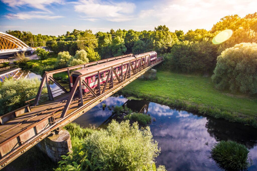 Old Train Crossing the Old Steel Bridge Free Photo