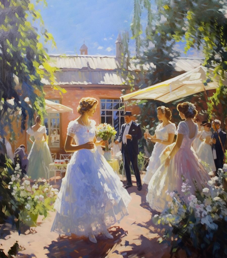 Old Vintage Painting of a Wedding Stock Free