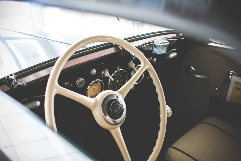 Oldtimer Car Steering Wheel Free Photo