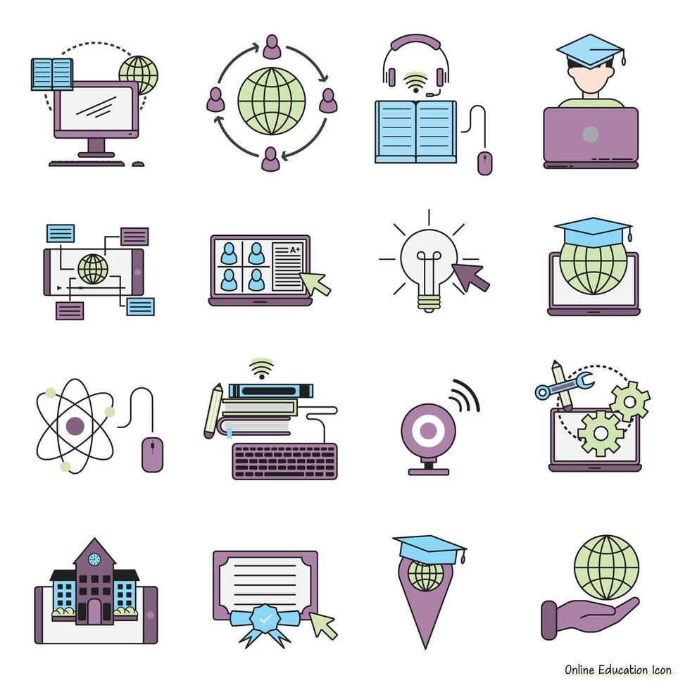 Online Education Icon Set Stock Free