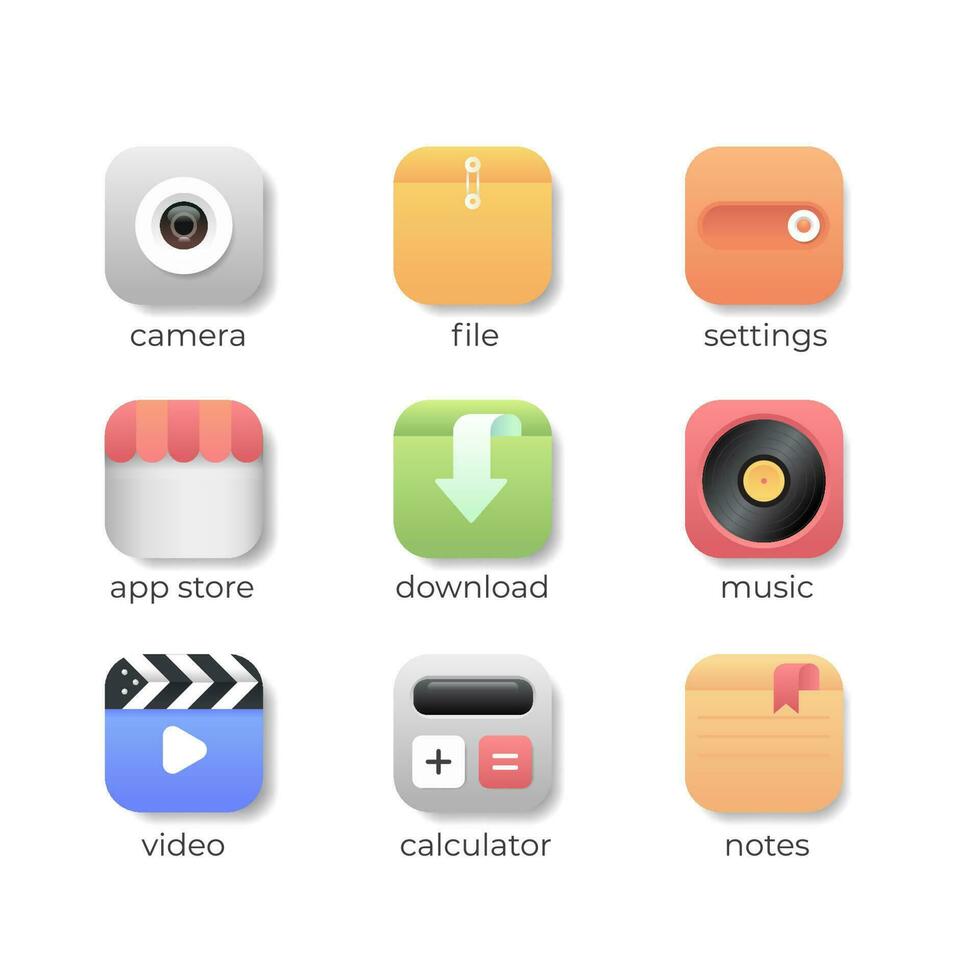 Optional Icons Set Variations for Mobile Apps Stock Free