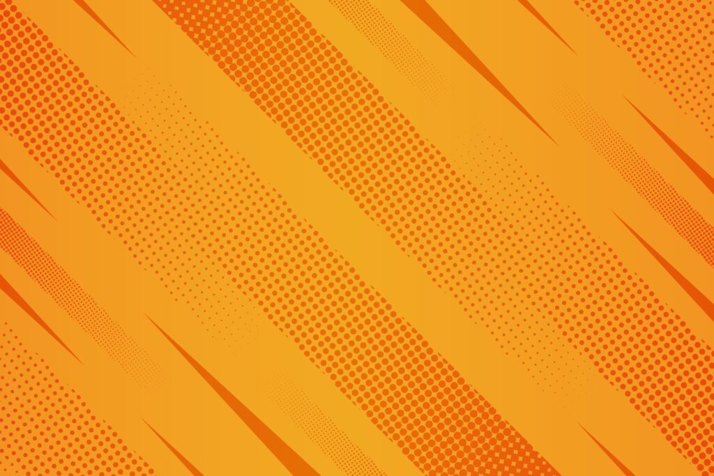 Orange abstract comic style with halftone background Free Vector