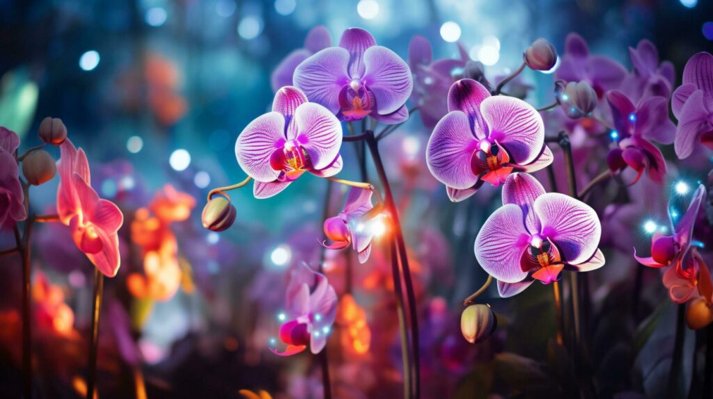 Orchid against the blurred background, AI Generative Stock Free