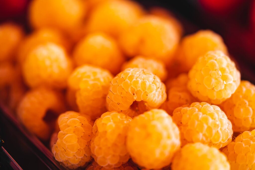 Organic Yellow Raspberries Free Photo