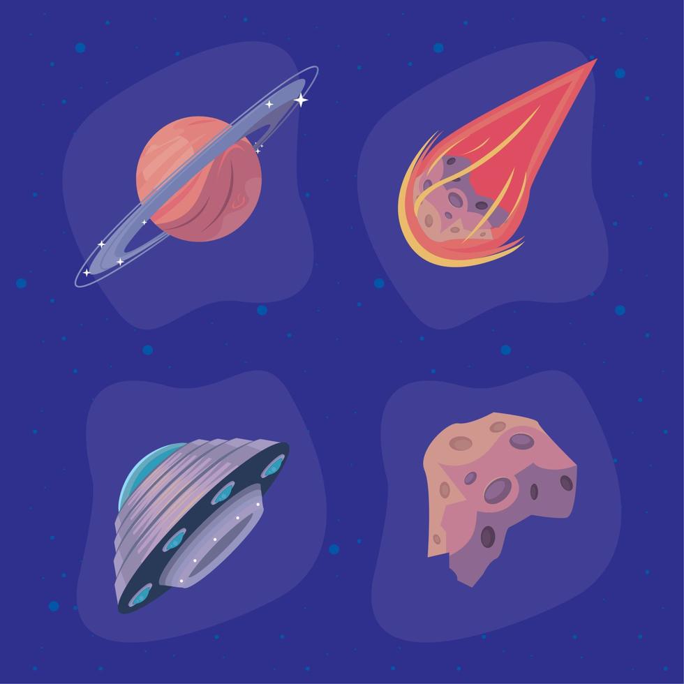 outer space four icons Stock Free