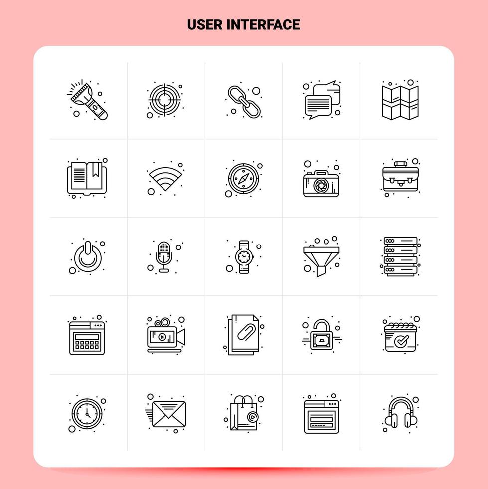 OutLine 25 User Interface Icon set. Vector Line Style Design Black Icons Set. Linear pictogram pack. Web and Mobile Business ideas design Vector Illustration. Stock Free and Free SVG