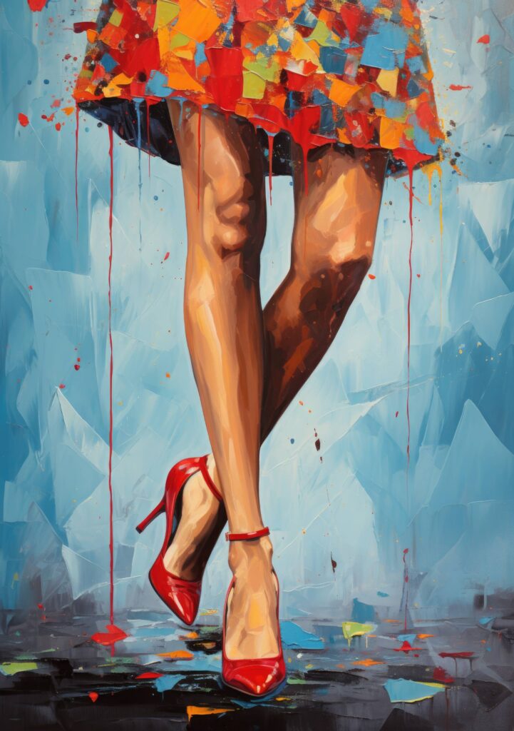 Painting of Female Legs in High Heels Stock Free