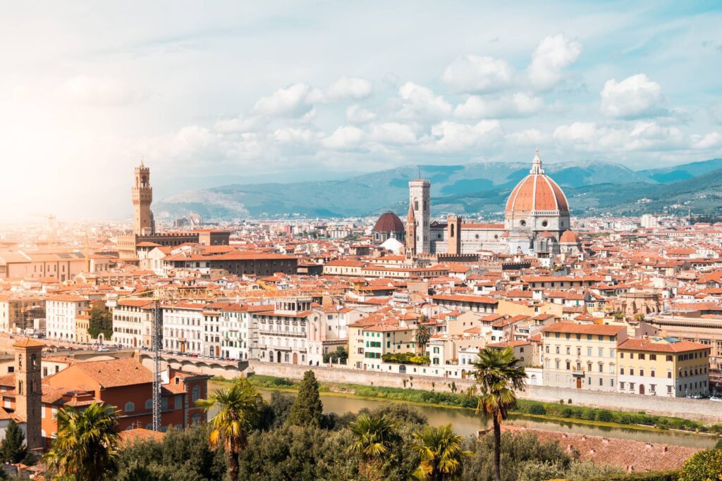 Palazzo Vecchio and Duomo S. Maria del Fiore in Florence, Italy Free Photo