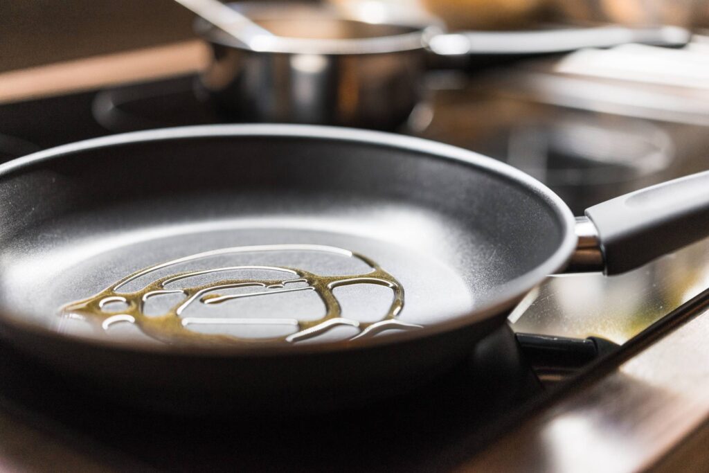 Pan with Olive Oil Ready to Cooking Free Photo