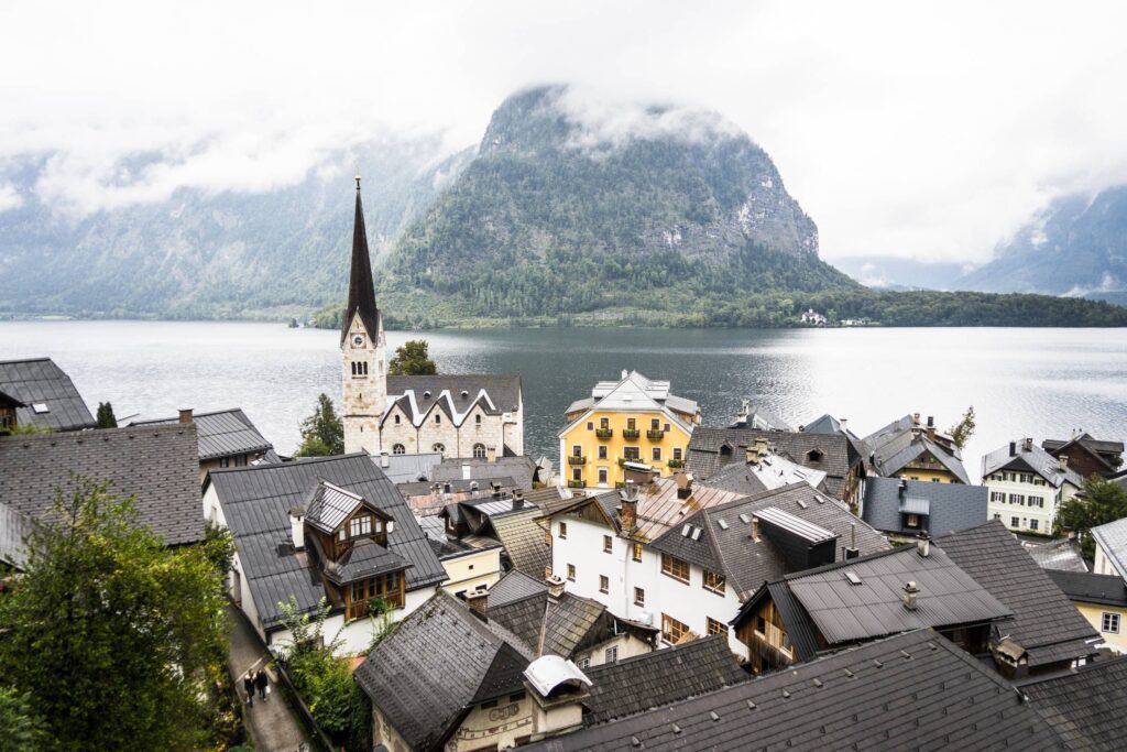 Panorama Over the Little Town Hallstatt in Austria Free Photo