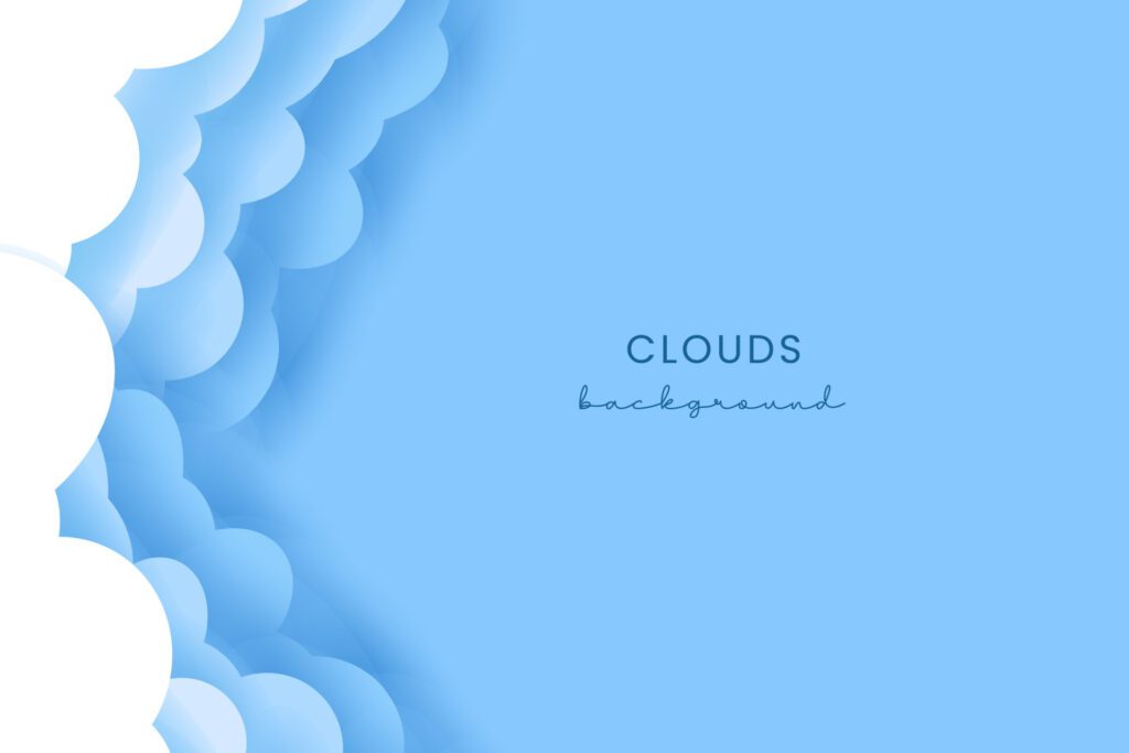 Paper cut clouds background. Border of clouds. Paper cut. Simple cartoon design. Banner, poster, flyer template. Flat style vector eps10 illustration. Free Vector