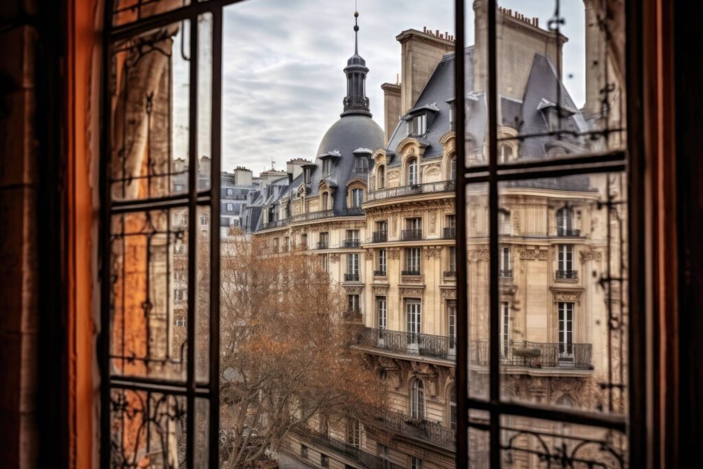 Paris Architecture Through Window Stock Free