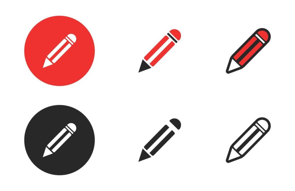 Pencil icons collection in different style flat illustration set Stock Free