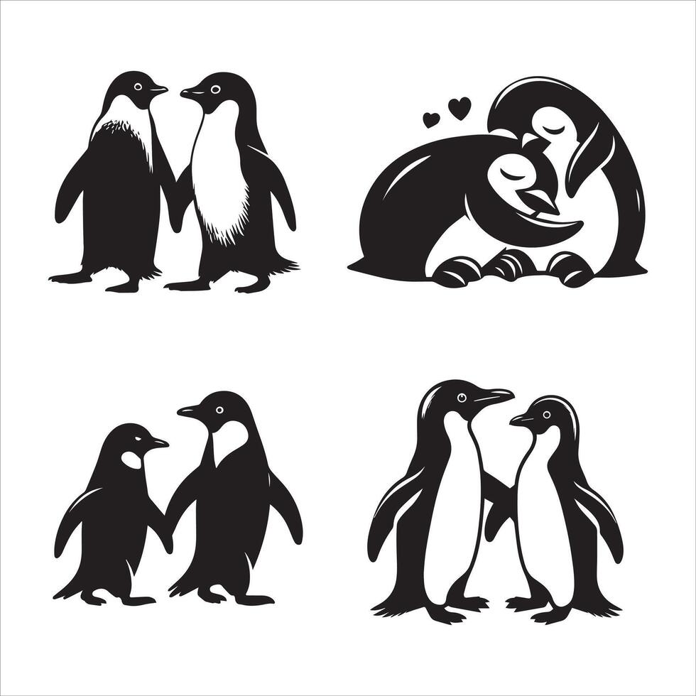 Penguin silhouette icon graphic logo design Stock Free