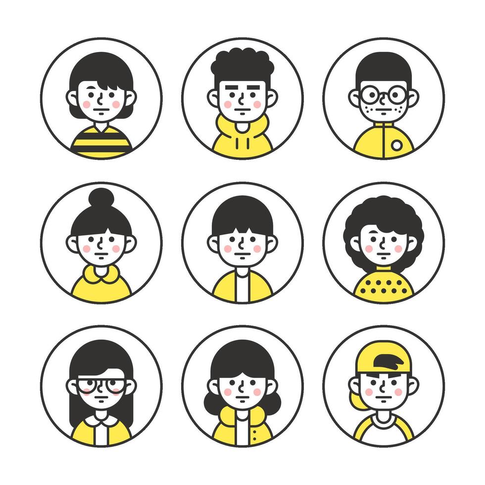 People Avatar Round Icon Set for Profile Picture Stock Free