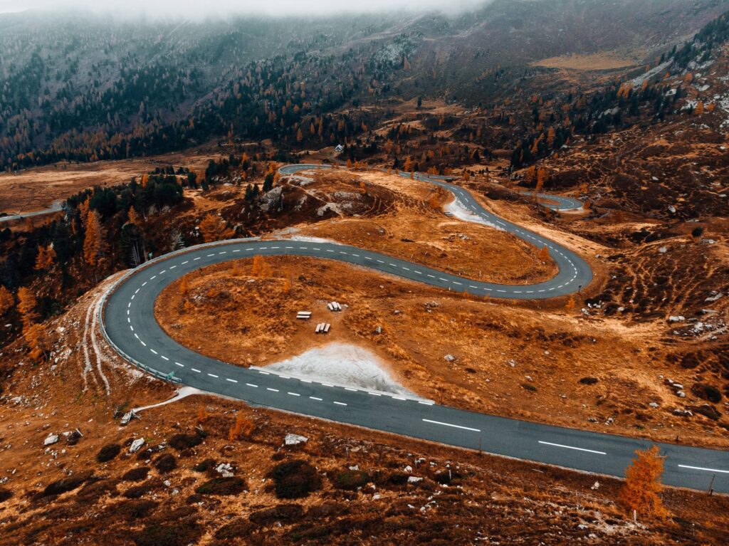 Perfect Curvy Road in The Mountains Free Photo