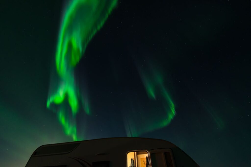 Camping under the Northern Lights Stock Free