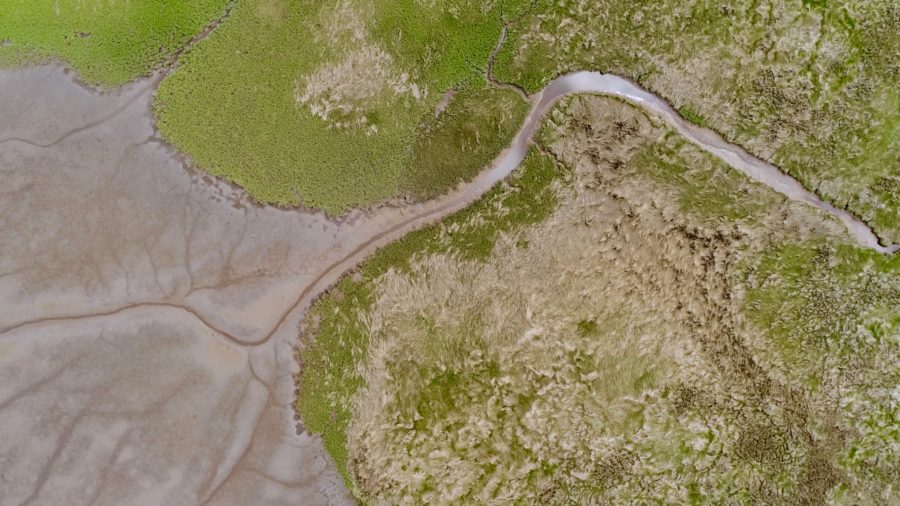 Aerial Sand and Water Free Stock HD Photo