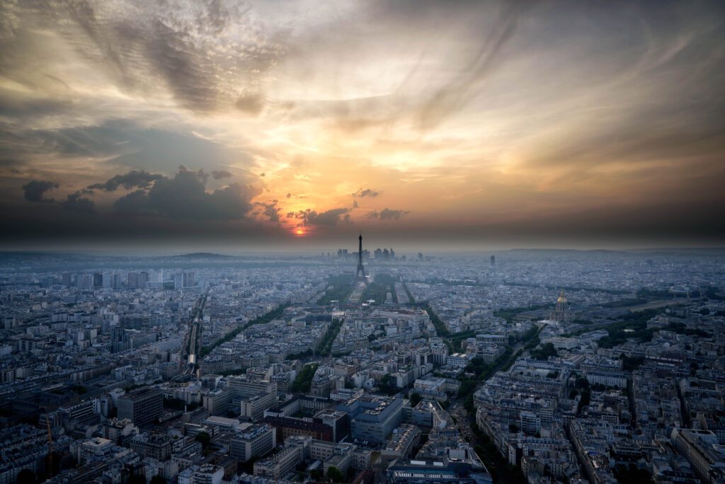 Aerial Cityscape Sunset Free Stock HD Photo