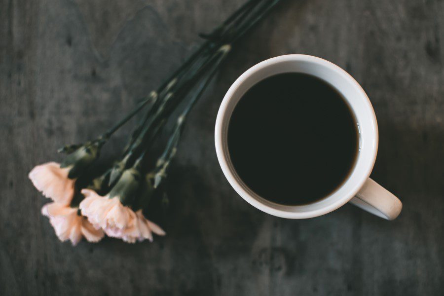 Black Coffee & Flowers Free Stock HD Photo