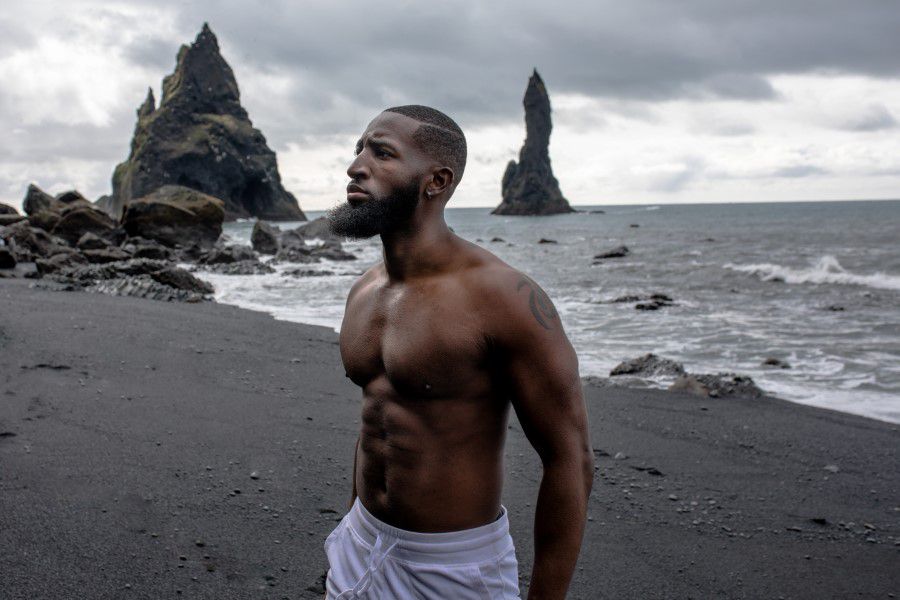 Male Model on Beach Free Stock HD Photo