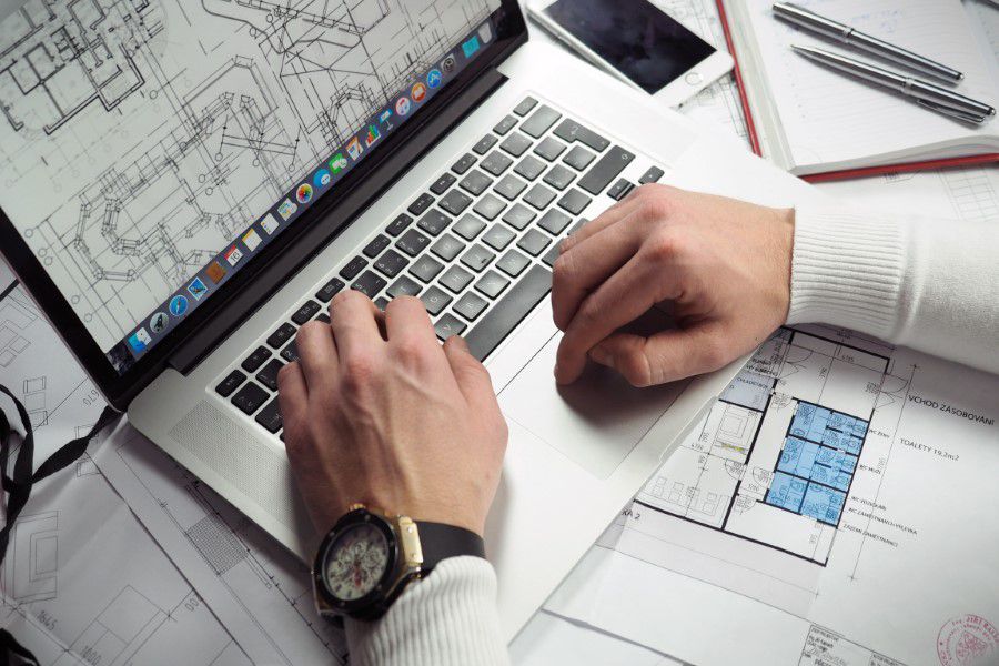 Business Laptop & Wireframes Free Stock HD Photo