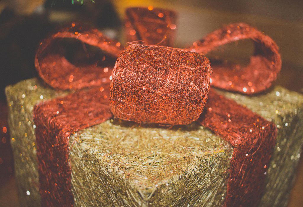 Christmas Present With Red Bow Free Stock HD Photo