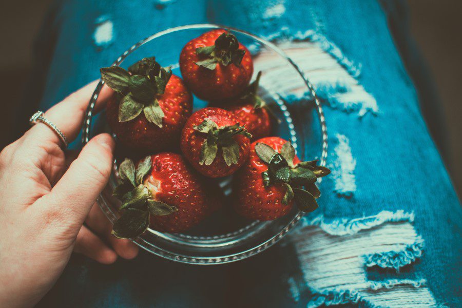 Clear Bowl of Strawberries Free Stock HD Photo