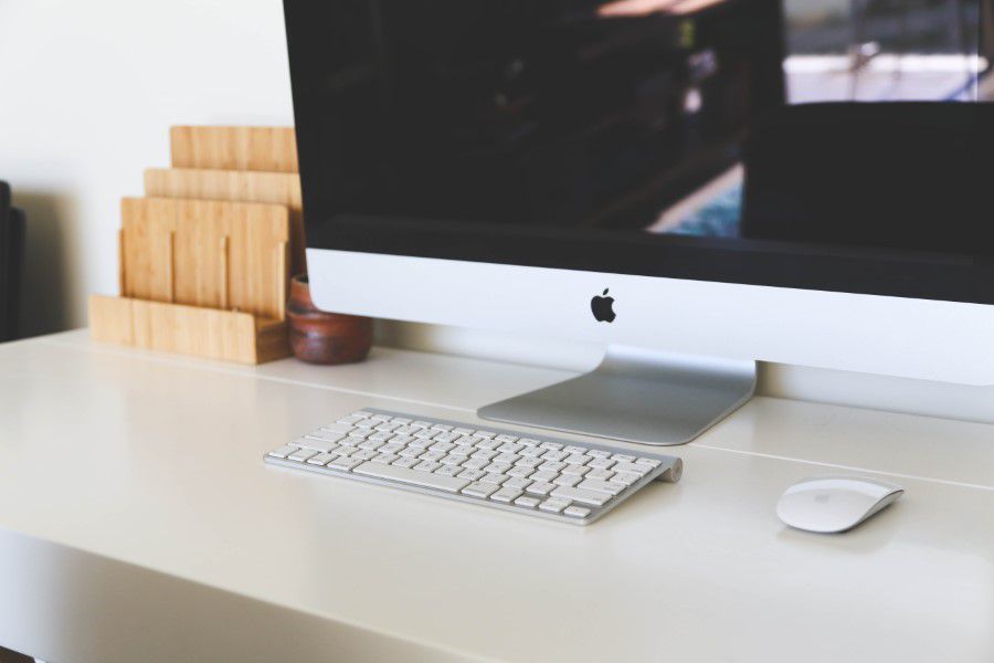 Computer on Minimal Desk Free Stock HD Photo