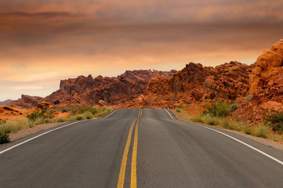 Desert Road at Sunset Free Stock HD Photo