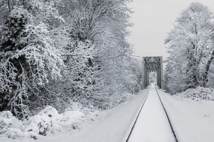 Winter Railroad Tracks Free Stock HD Photo