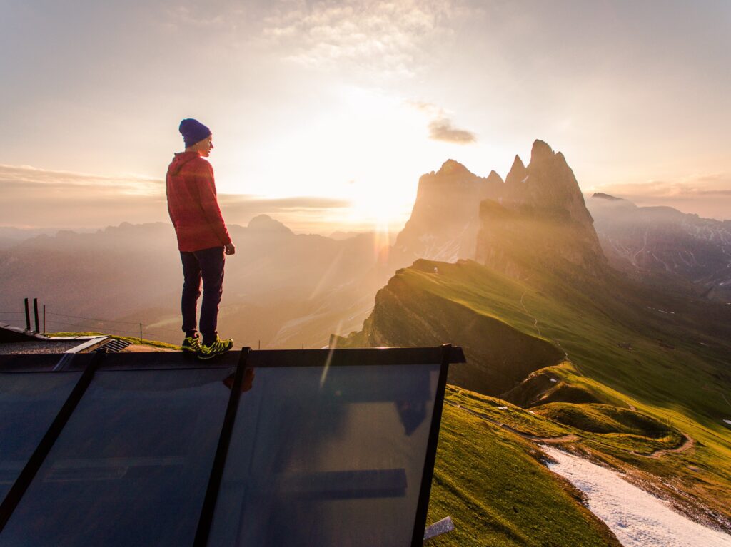 Hiker Sunset Mountains Free Stock HD Photo