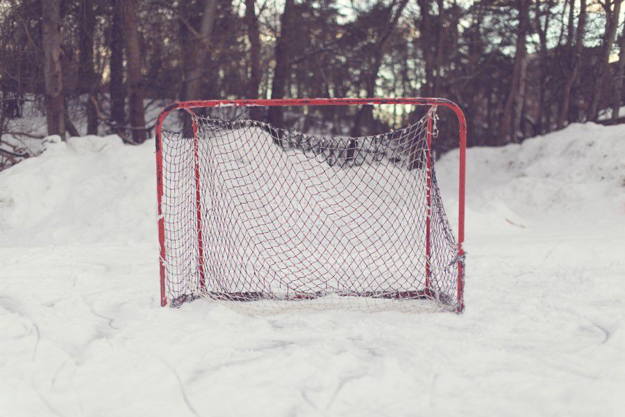 Hockey Goal in Snow Free Stock HD Photo