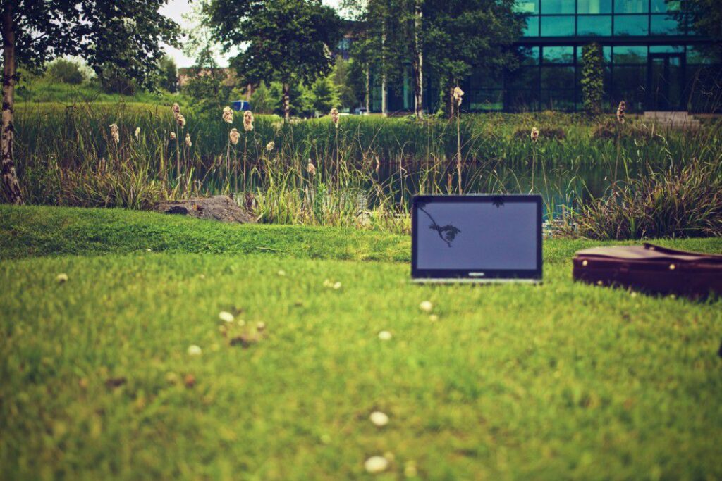 Laptop Grass Green Free Stock HD Photo