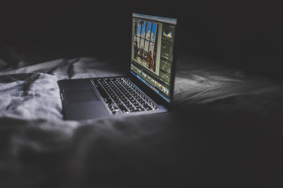 Laptop at Night Free Stock HD Photo