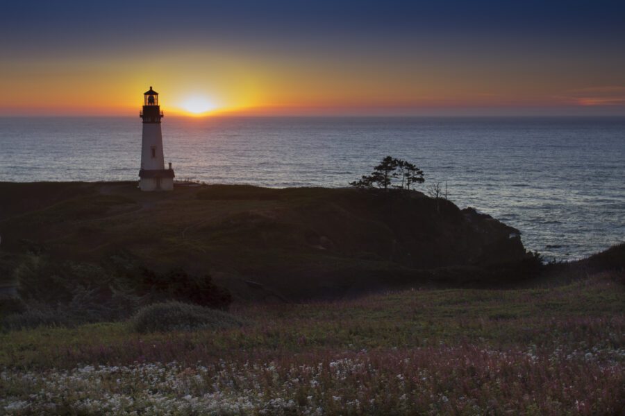 Lighthouse Sunset Landscape Free Stock HD Photo