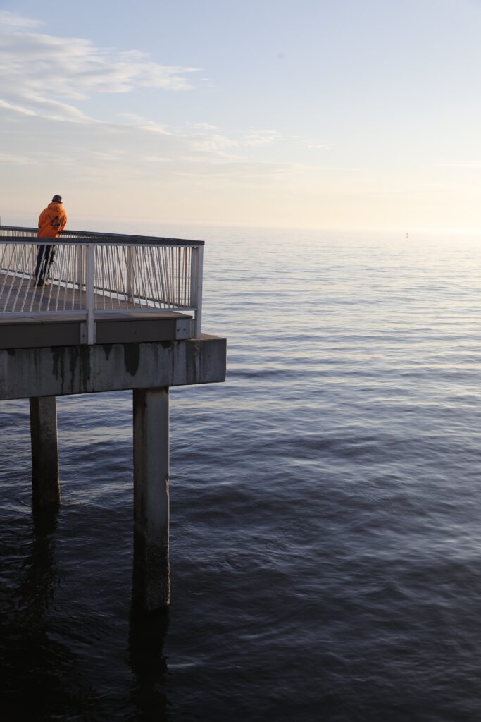 Pier Man Ocean Free Stock HD Photo